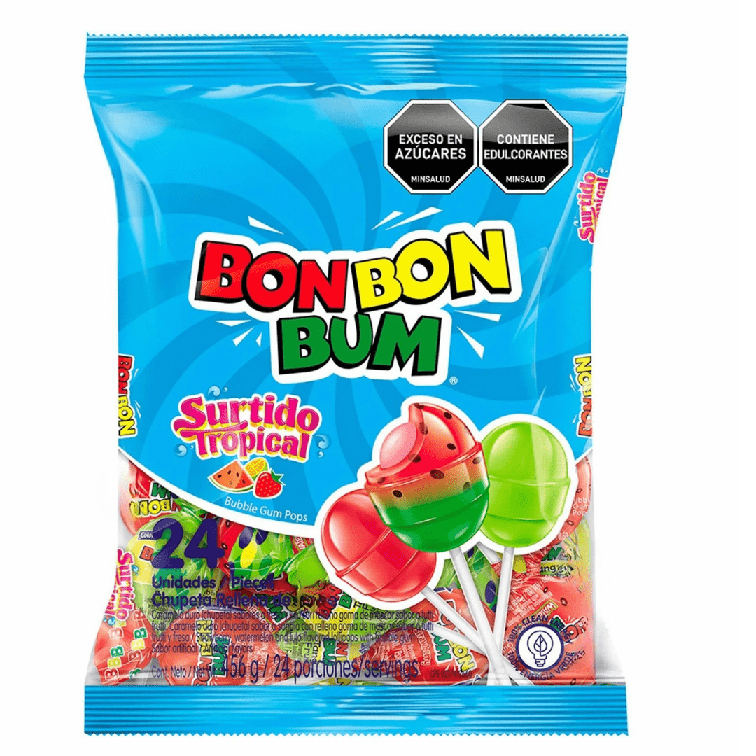 Bon Bon Bum – Fruity Lollipop with Bubble Gum center – Perfect for Parties and Sharing - JETa Imports®