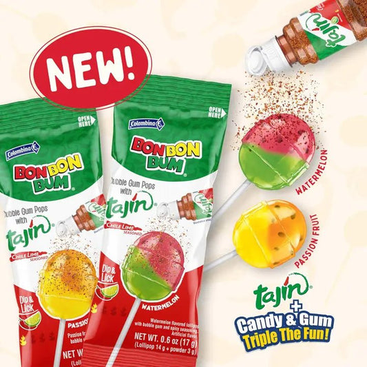 Bon Bon Bum with Tajín – 30 Unit Box – 510g (18 oz) – Colombian Lollipops with Chili & Lime – Imported from Colombia - JETa Imports®
