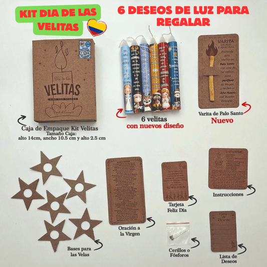 Colombian Velitas Night Kit – Día de las Velitas Set with Palo Santo – Dec 7–8 Christmas Tradition – Imported from Colombia - JETa Imports®