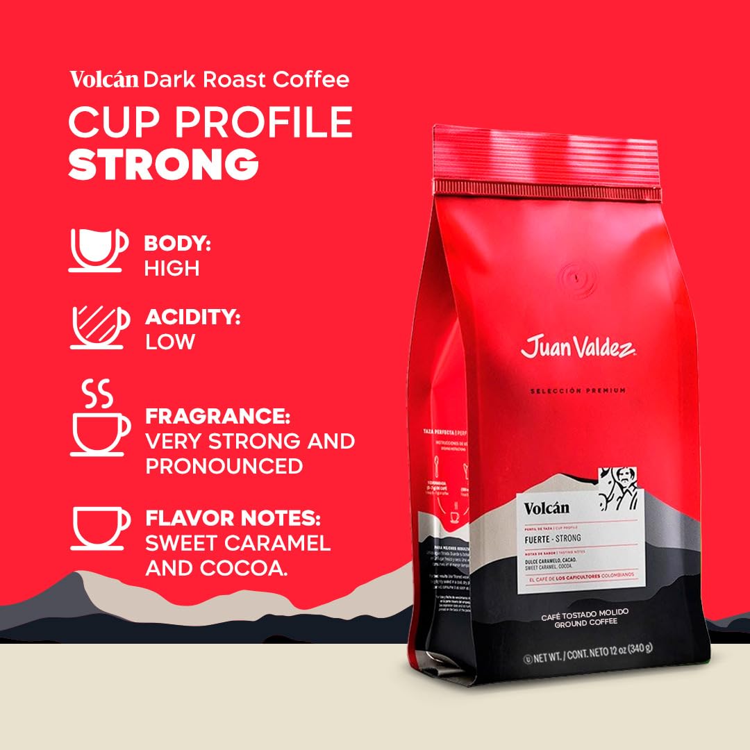 Juan Valdez Volcán Ground Coffee – 340g (12 oz) – 100% Colombian Arabica Coffee with Intense Aroma - JETa Imports®