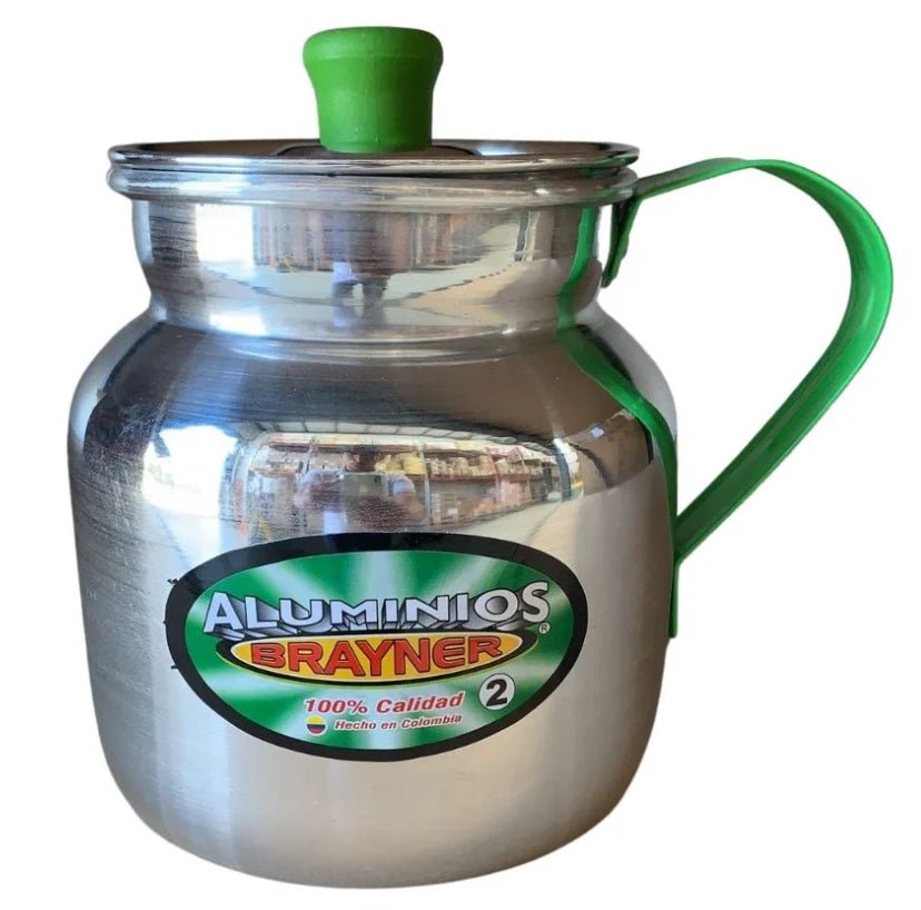 Aluminum Hot Chocolate Pot – 1 Liter with Lid – Traditional Colombian Chocolatera for Frothing Beverages - JETa Imports®