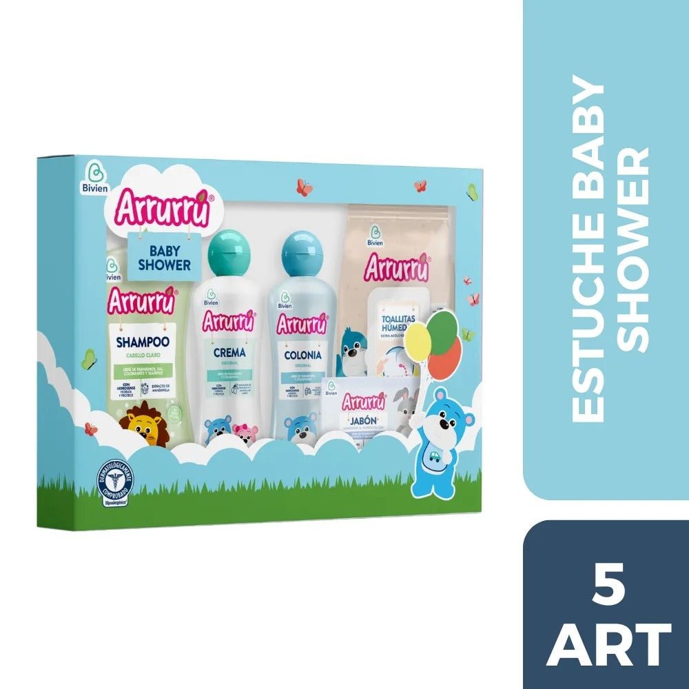 Arrurrú Baby Shower Kit – Blue Edition – 5 Essential Items for Newborn Care – Shampoo, Cologne, Moisturizing Cream, Soap Bar & Wipes – Imported from Colombia - JETa Imports®
