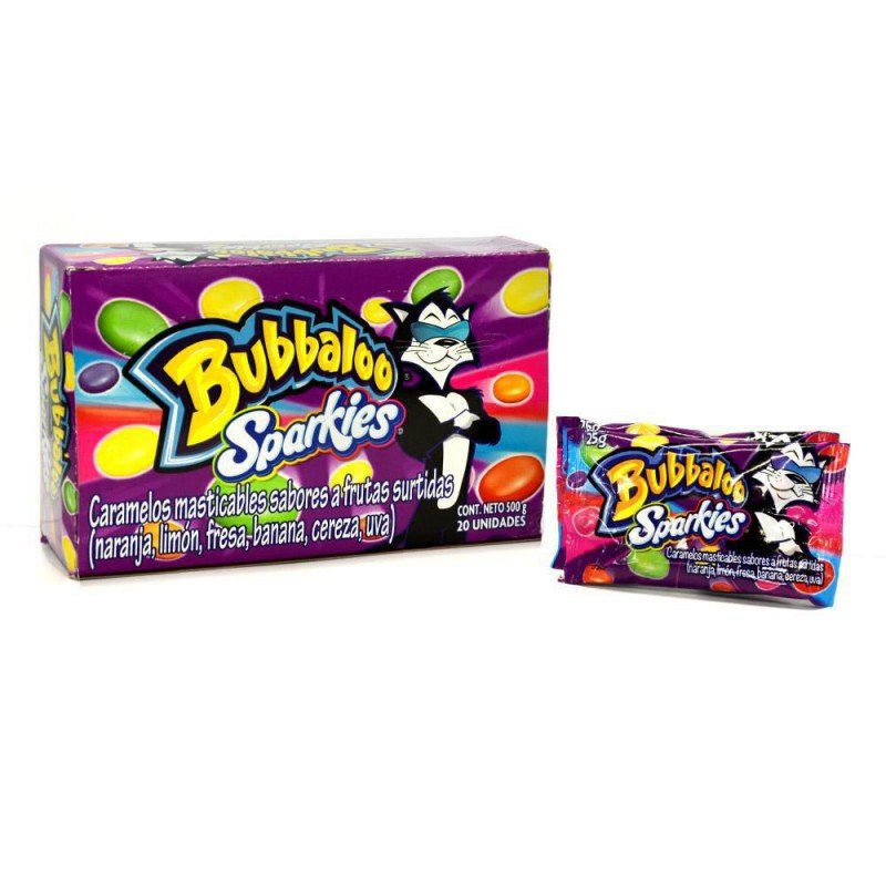 Bubbaloo Sparkies Chewy Candies 500 g (17.64 oz) • Box of 20 – Assorted Fruit Flavors - JETa Imports®