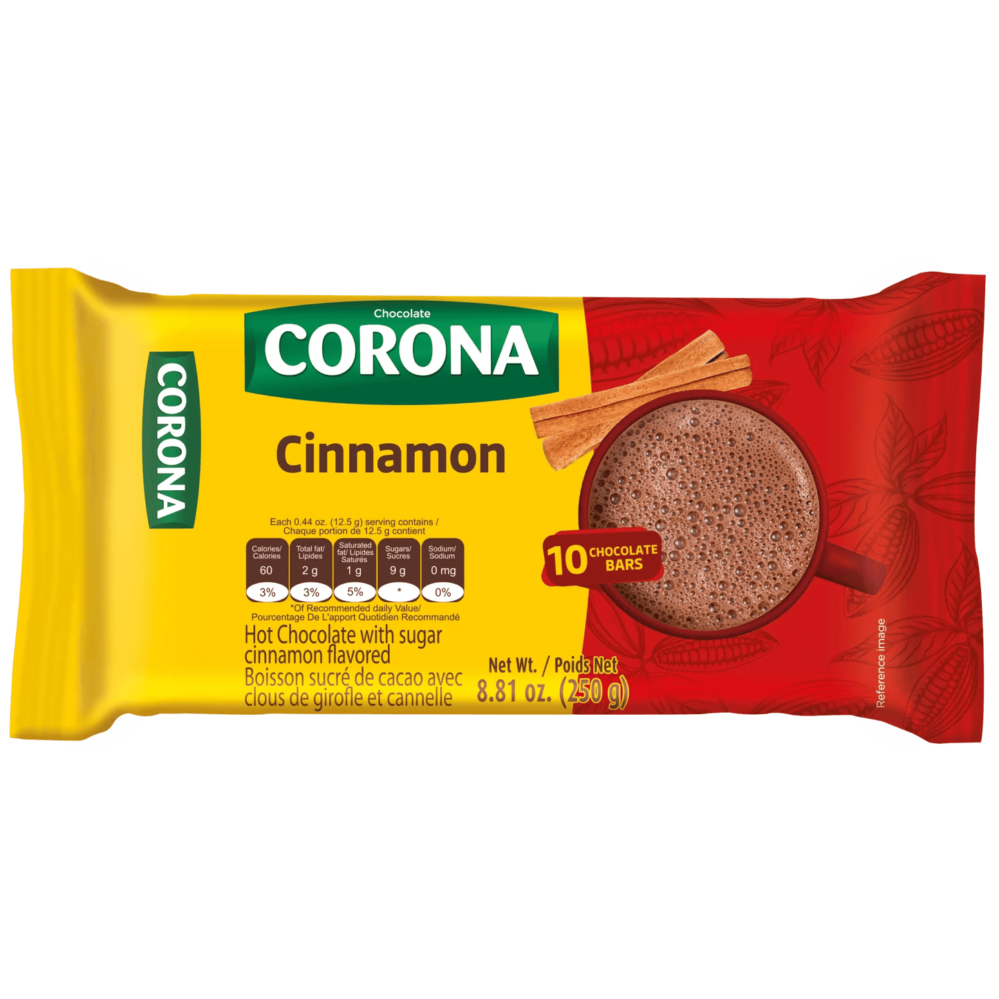 Chocolate Corona – 8.81 oz (250g) – Cinnamon Colombian Sweet Hot Chocolate Bar – 10 Bars - JETa Imports®