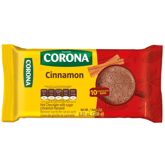 Chocolate Corona – 8.81 oz (250g) – Cinnamon Colombian Sweet Hot Chocolate Bar – 10 Bars - JETa Imports®