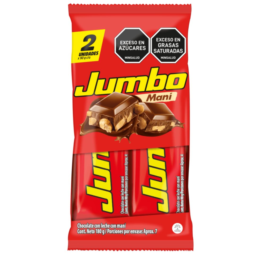 Chocolatina Jumbo Maní x2und x180g (6.35 oz - 1 Pack of 2.) - JETa Imports®