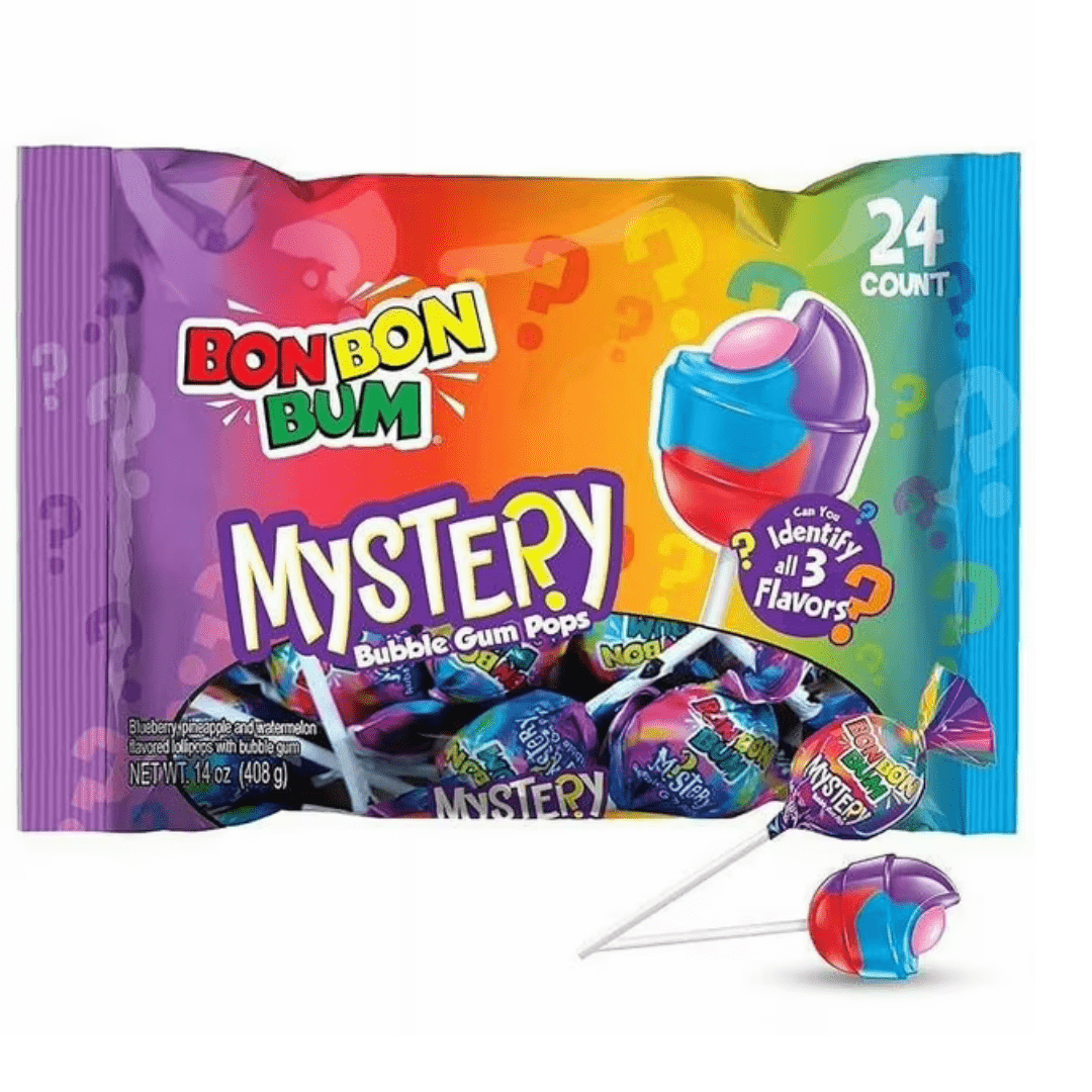 Colombina Bon Bon Bum Mystery – 408g (14 oz) – Assorted Bubble Gum Lollipops with Surprise Flavors - JETa Imports®