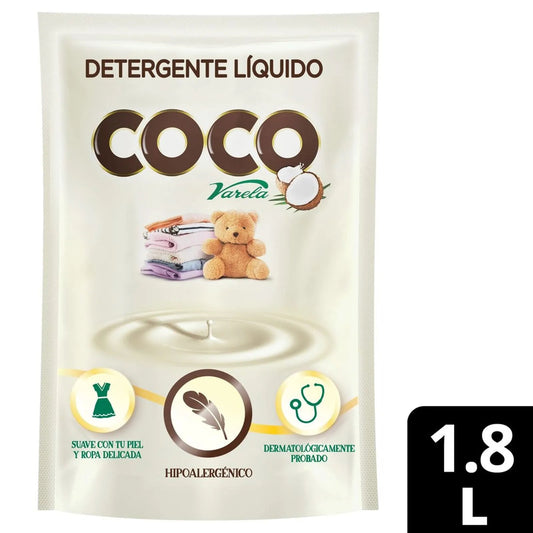 Detergente Líquido Coco Varela 1.8L Doypack (60.8 Fl oz) Gentle Cleaning Power – Imported from Colombia - JETa Imports®