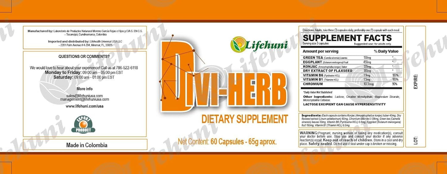 Divi - Her(b) 60 Capsules - Dietary Supplement - JETa Imports®