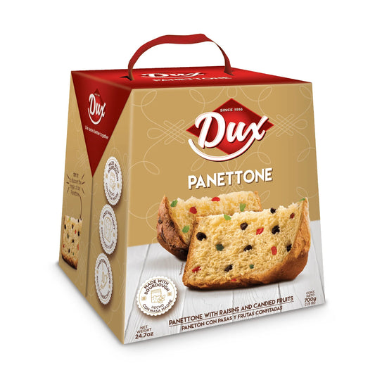 Dux Panettone Fruit & Raisins Cake – 700g (24.7 oz) – Traditional Colombian Holiday Bread – Imported from Colombia - JETa Imports®