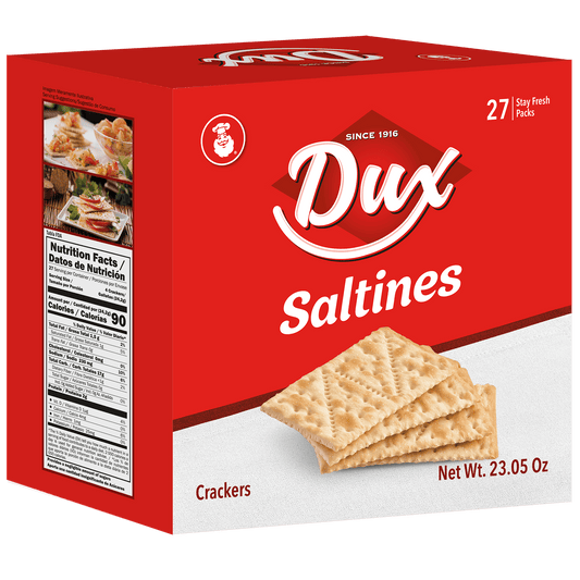 DUX Saltines Crackers – Box of 27 Stay - Fresh Packs – 23.05 oz – Individually Wrapped Colombian Crackers for On - the - Go Snacking - JETa Imports®