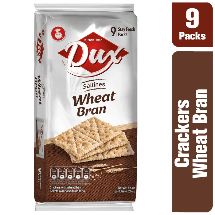Dux Wheat Saltines & Oat Fiber Crackers – 9 Count Bag – 216g (7.6 oz) – Colombian Whole Grain Snack – Imported from Colombia - JETa Imports®