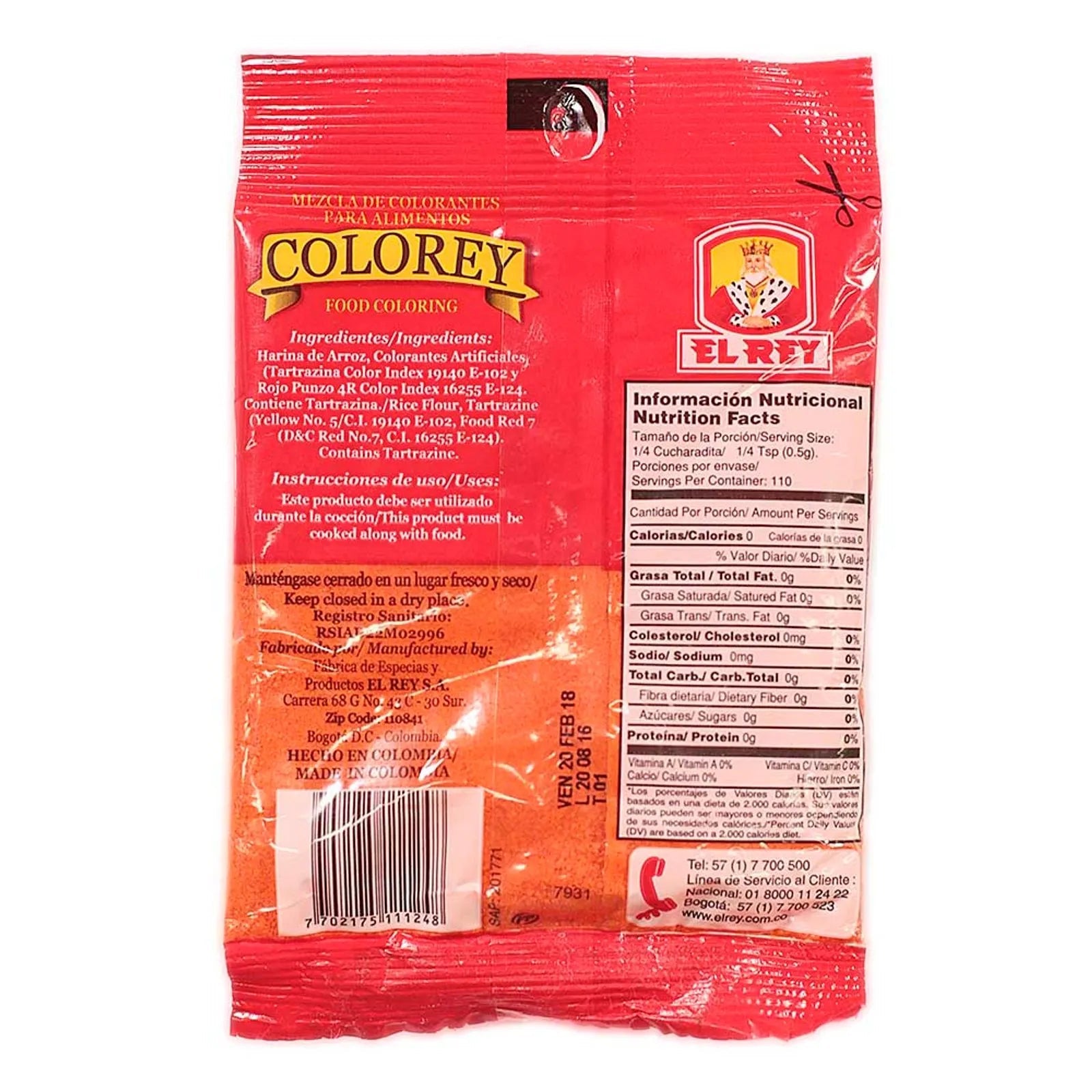 El Rey Food Coloring | 55g Bag – Traditional Colombian Culinary Color - JETa Imports®