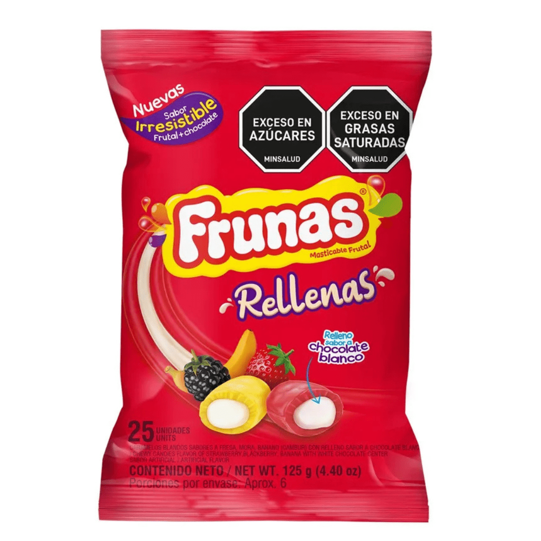 Frunas Rellenas – 50 Count (250g / 8.8 oz) – Tropical Flavor Filled Chewy Candy – Imported from Colombia - JETa Imports®