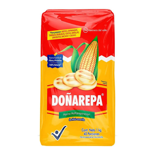 Harina Doñarepa Precocida Maíz Amarillo - 1000g - Premium Yellow Corn Flour - JETa Imports®