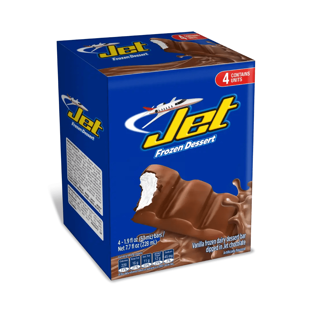 JET Frozen Dessert Vanilla Dipped in Jet Chocolate – 4 - Pack – 7.7 fl oz (228 ml) – Colombian Ice Cream Treat - JETa Imports®