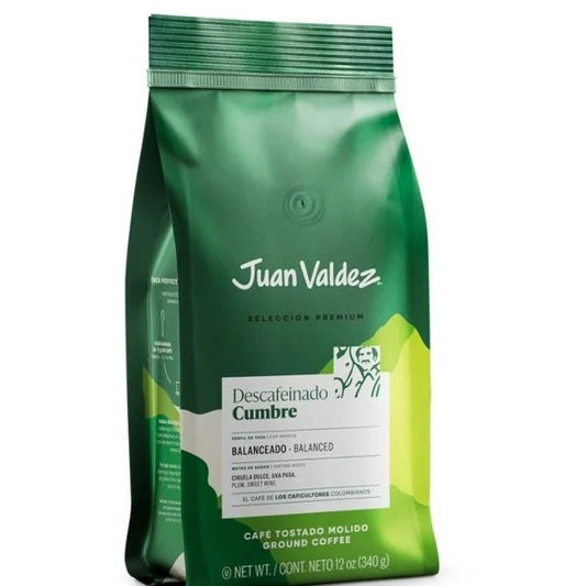 Juan Valdez Cumbre Decaf Medium Roast Ground Coffee – 12 oz (340 g) – Premium Colombian Decaffeinated Coffee – Imported - JETa Imports®