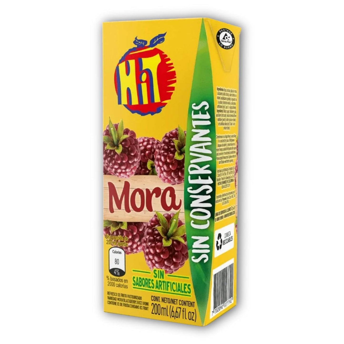 Jugos Hit - Sabor mora - 200 ml/7 oz - Pack Por 24 unidades - Bebida de Frutas en Caja - JETa Imports®