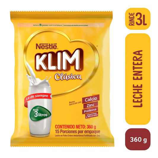 Klim Classic Powdered Milk – 360g (12.7 oz) Bag – Fortified Whole Milk Powder – Imported from Colombia - JETa Imports®