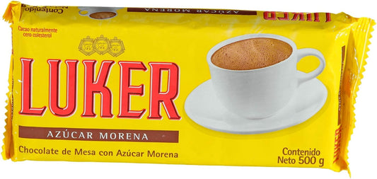 LUKER Chocolate de Mesa con Azucar Morena 500 grs - 0% Cholesterol / Table Chocolate with Brown Sugar 17.6 oz. - 0% Cholesterol - JETa Imports®