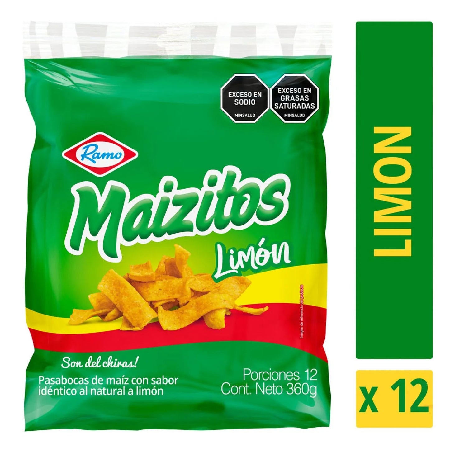 Maizitos Limón – 12 Pack (30g Each / Total 360g – 12.7 oz) – Crunchy Corn Snacks with Lime Flavor - JETa Imports®