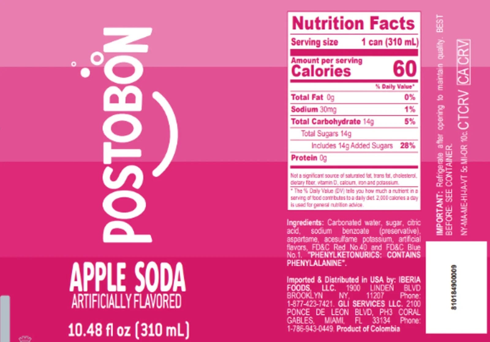 Postobon Manzana - Apple Flavored Soda 10.48 oz (Pack of 10) - JETa Imports®
