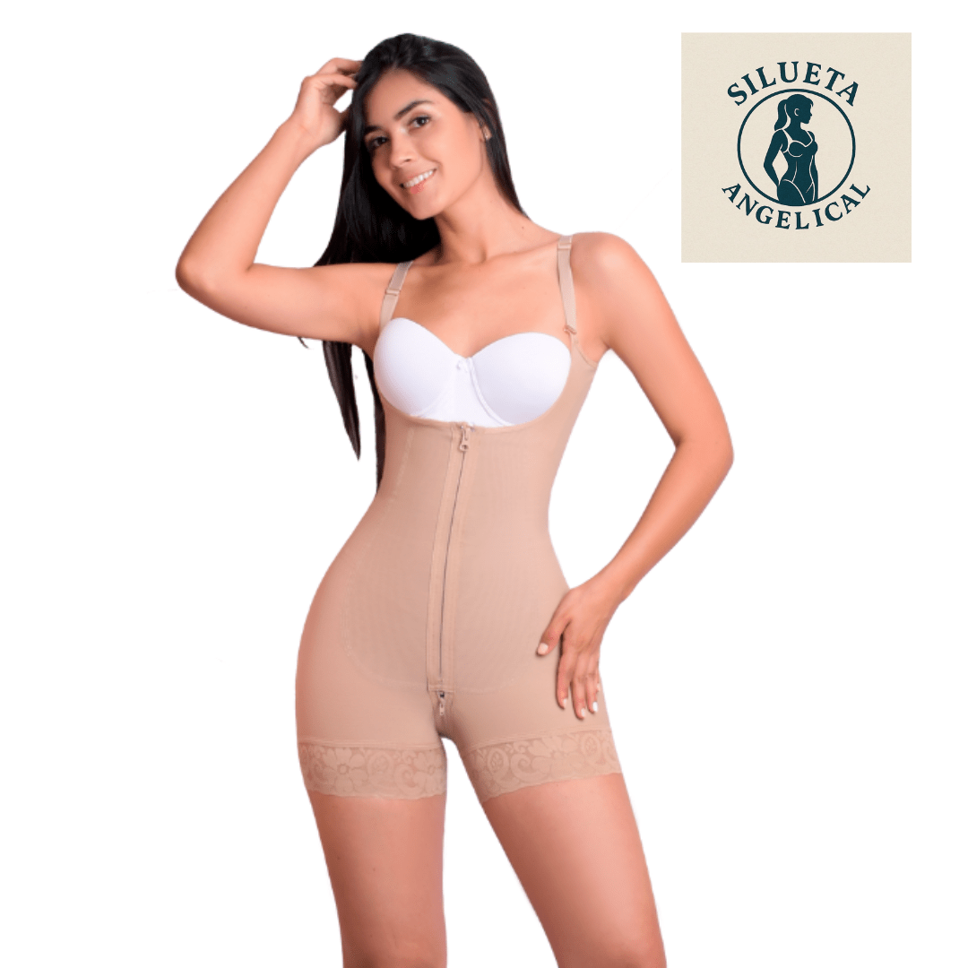 Silueta Angelical Ref 401 – Colombian High - Back Short - Leg Shapewear – Powernet Compression Faja with Adjustable Straps – Imported from Colombia - JETa Imports®
