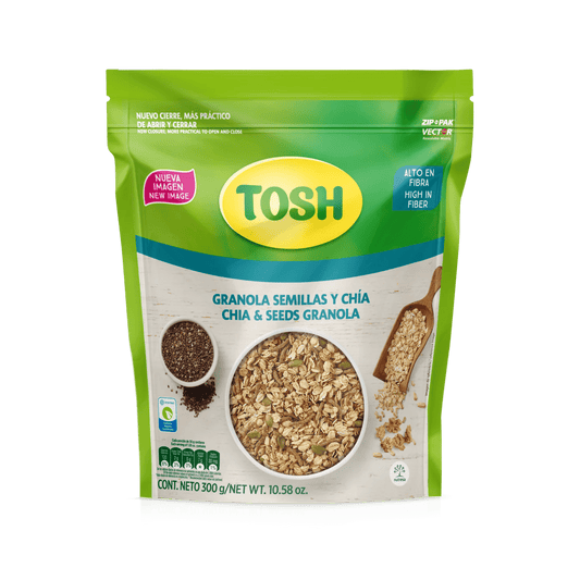 Tosh, Granola with Chia & Seeds, Cholesterol - Free, 10.5 Ounce, Pack of 1. - JETa Imports®