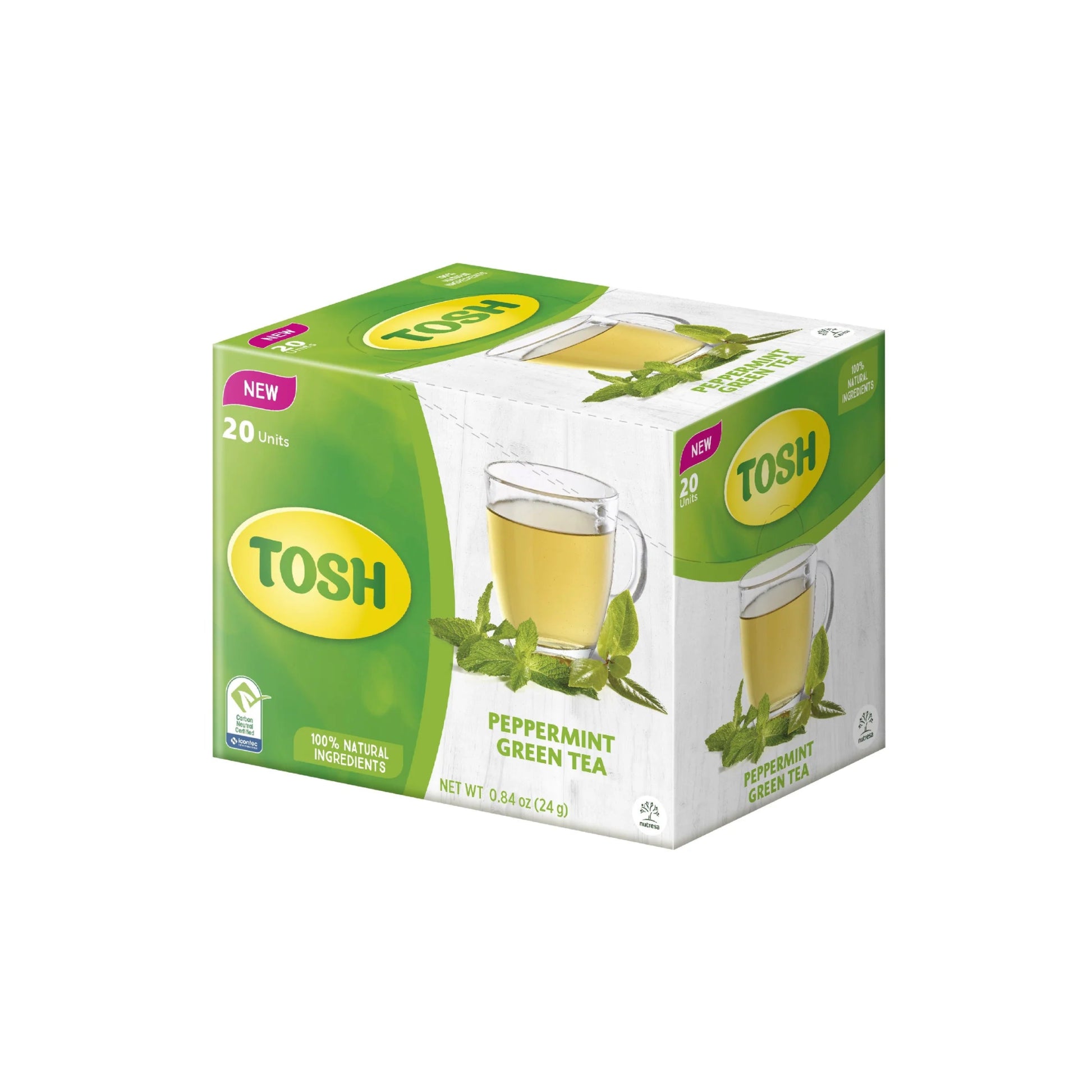 TOSH Peppermint Green Tea - 20 Pack - 0.84 oz - JETa Imports®
