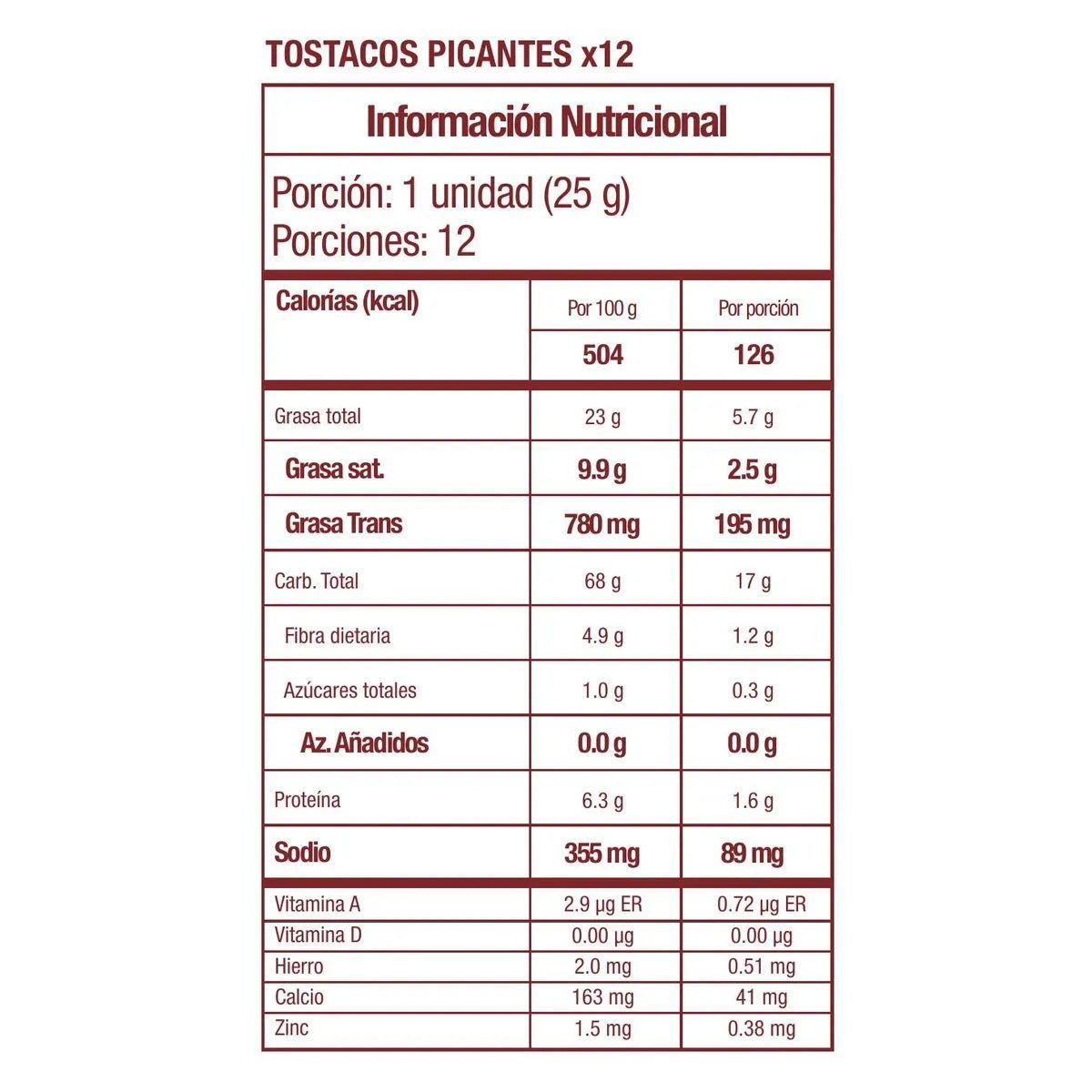 Tostacos Sabor a Picante Ramo - 12 Pack x 25g Each - JETa Imports®