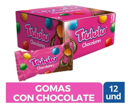 Trululú Chocolores – 12 - Pack Box – 360 g (12.7 oz) – Milk - Chocolate Coated Gummies – Imported from Colombia - JETa Imports®